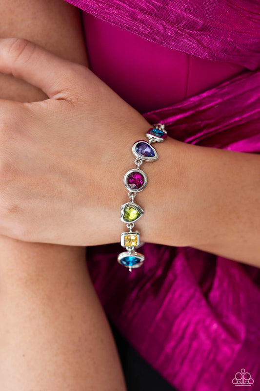Actively Abstract - Multi Colored Gems Paparazzi Adjustable Bracelet