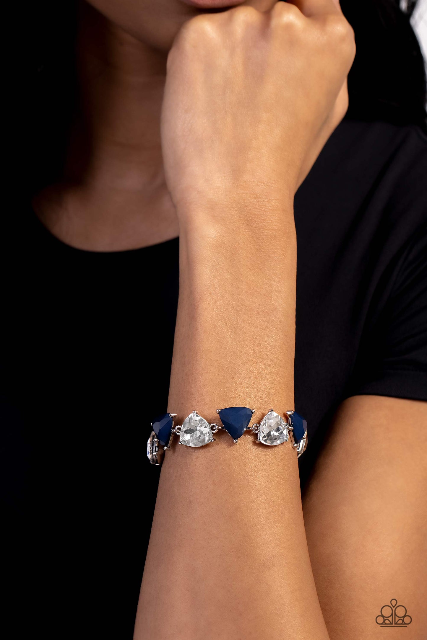 Pumped up Prisms - Blue Beads & White Gems Paparazzi Tennis Bracelet