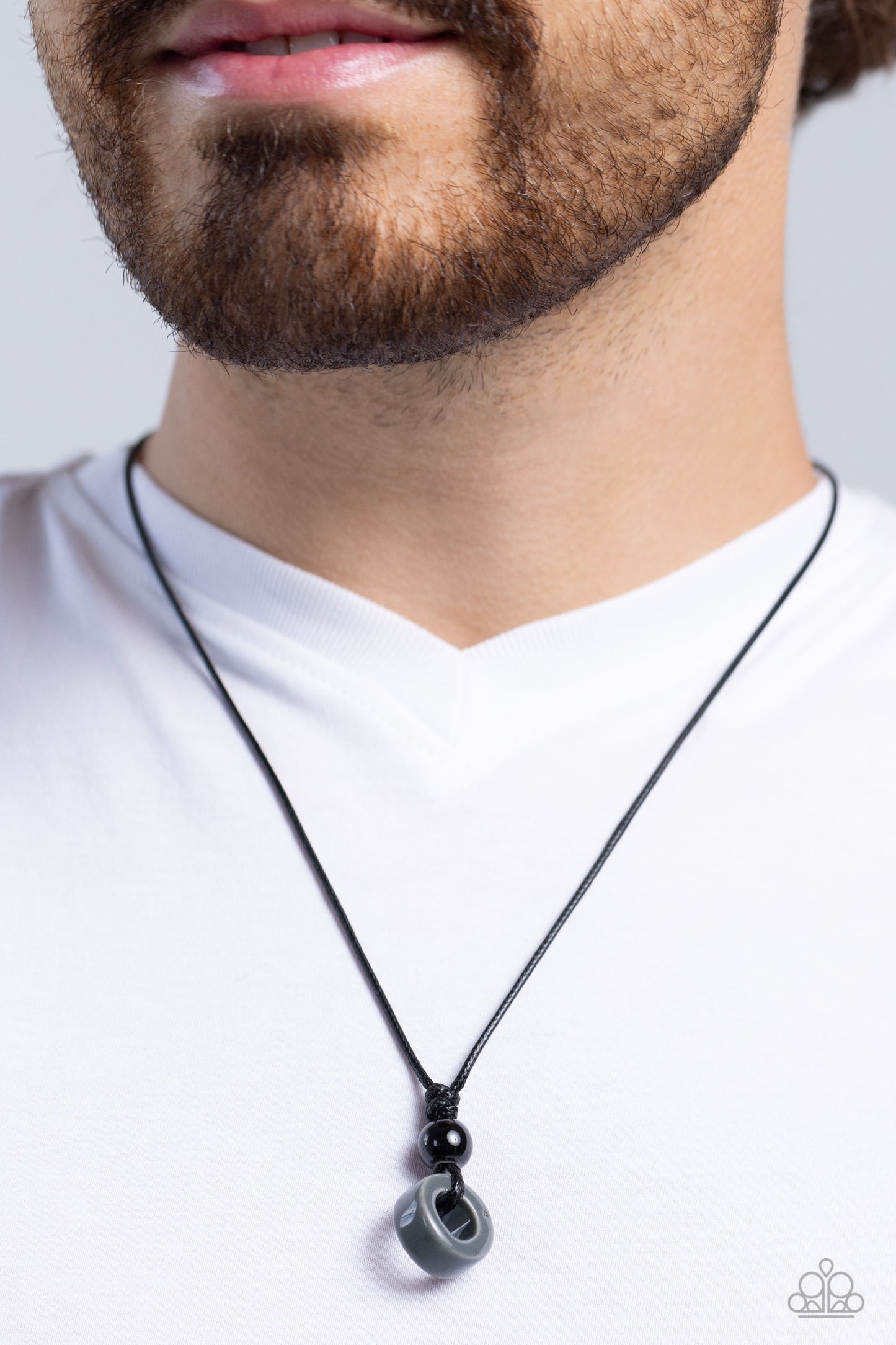 Sunset Sabbatical - Black Ceramic Loop, Black Bead, & Black Coring Paparazzi Urban Necklace