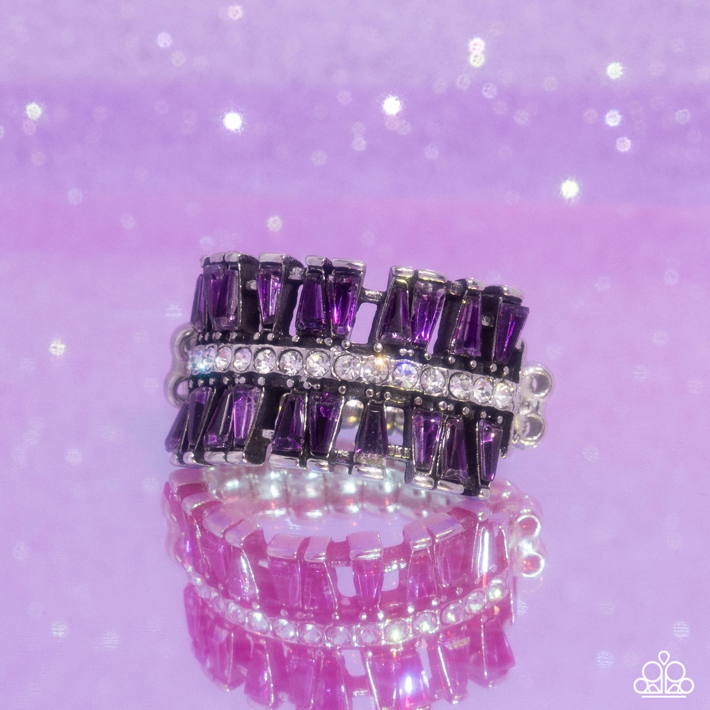 Staggering Stacks - Purple Emerald-Cut Rhinestones Paparazzi Ring
