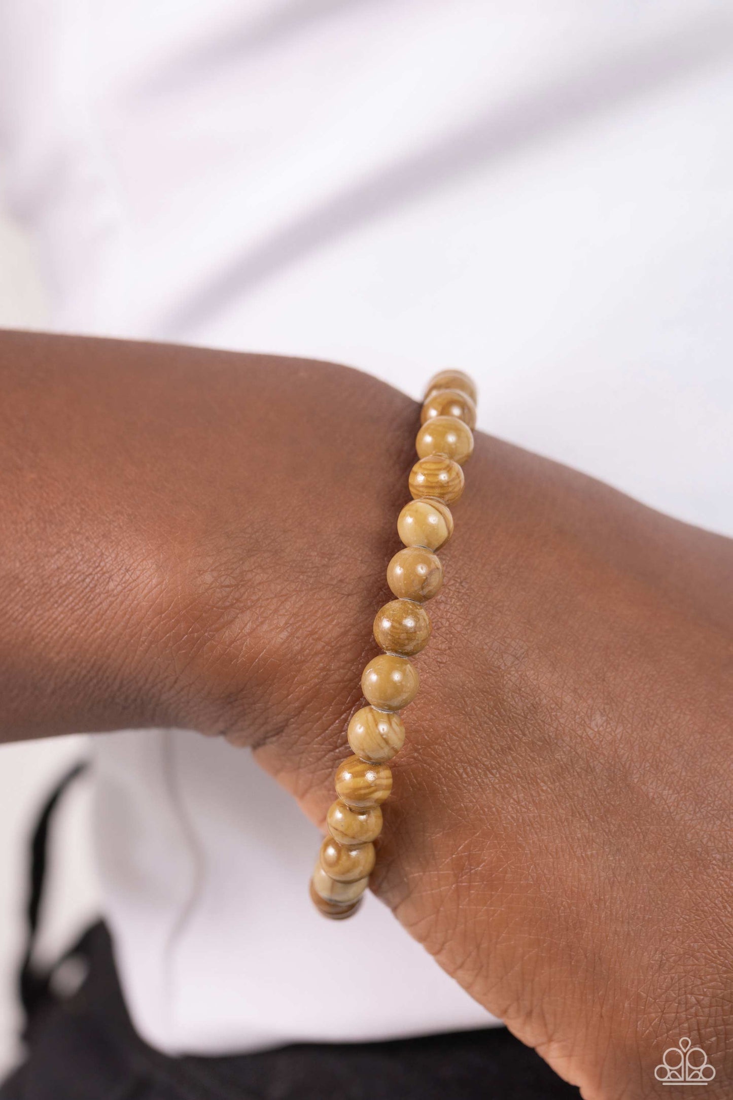 Sinuous Stones - Brown Stone Beaded Paparazzi Cuff Bracelet