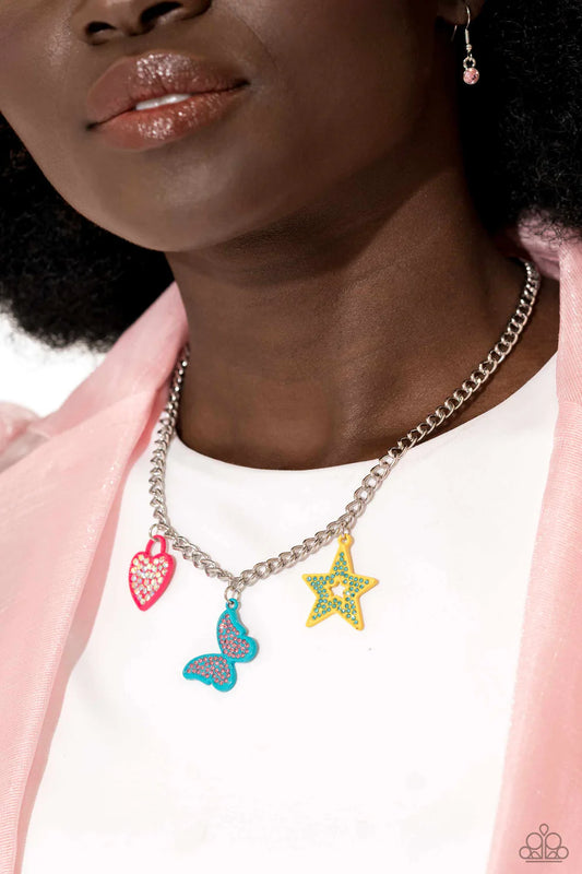 Sensational Shapes - Multi Colored Charms Paparazzi Necklace & matching earrings