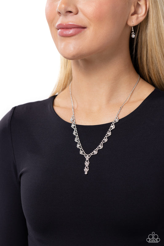 Executive Embellishment - White Rhinestone Arches Paparazzi Necklace & matching earrings