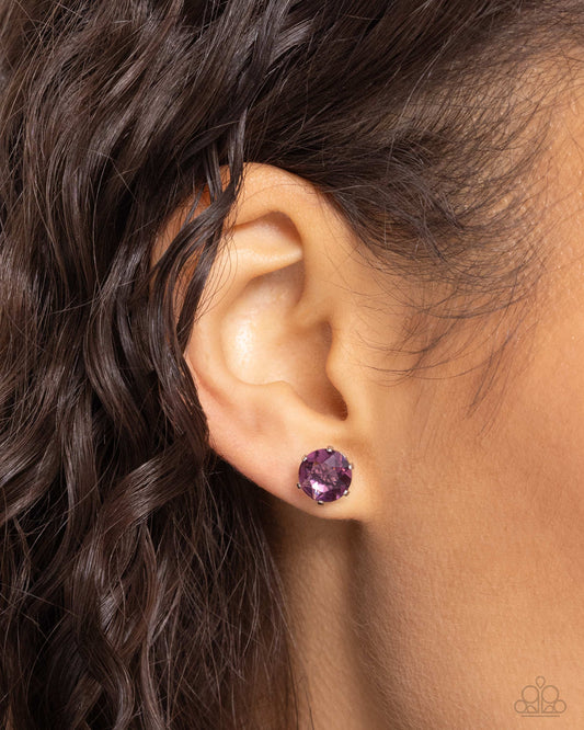 Breathtaking Birthstone - Purple Rhinestone February Birthstone Paparazzi Post Earrings