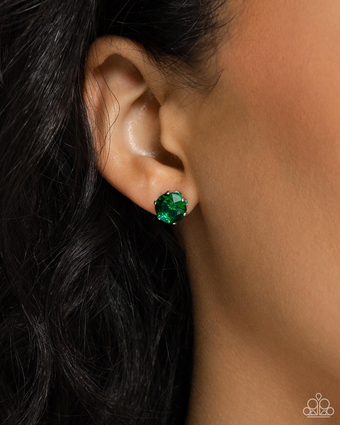 Breathtaking Birthstone - Green Emerald Rhinestone May Paparazzi Post Earrings