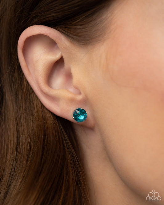 Breathtaking Birthstone - Blue Turquoise December Rhinestone Paparazzi Post Earrings