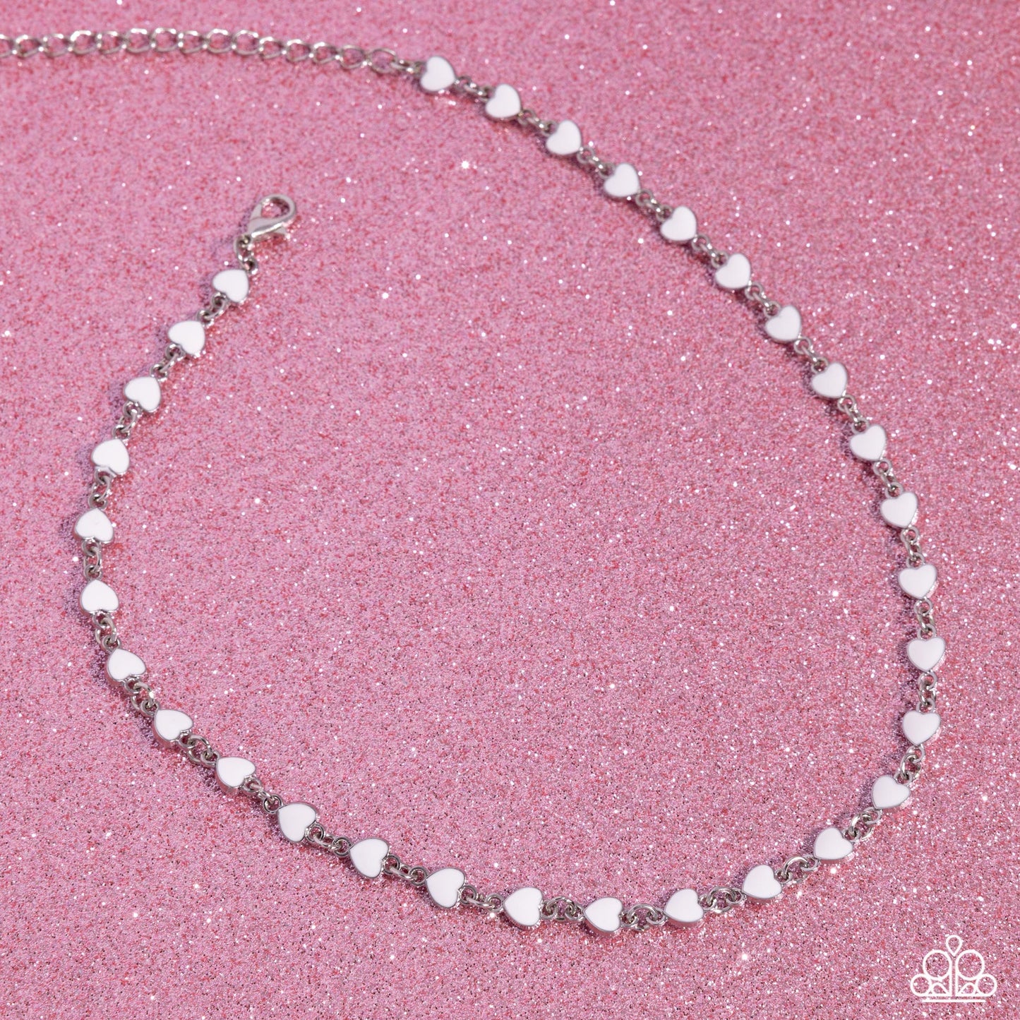 Dancing Dalliance - White Heart Choker Paparazzi Necklace & matching earrings
