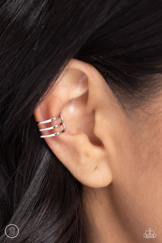 Metro Mashup - Silver Bar Paparazzi Ear Cuff Earrings