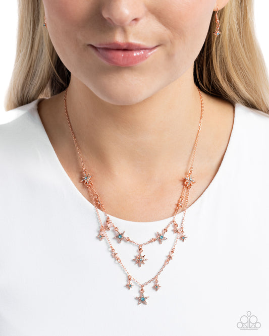 Raising the STAR - Copper Star Charms Paparazzi Necklace & matching earrings