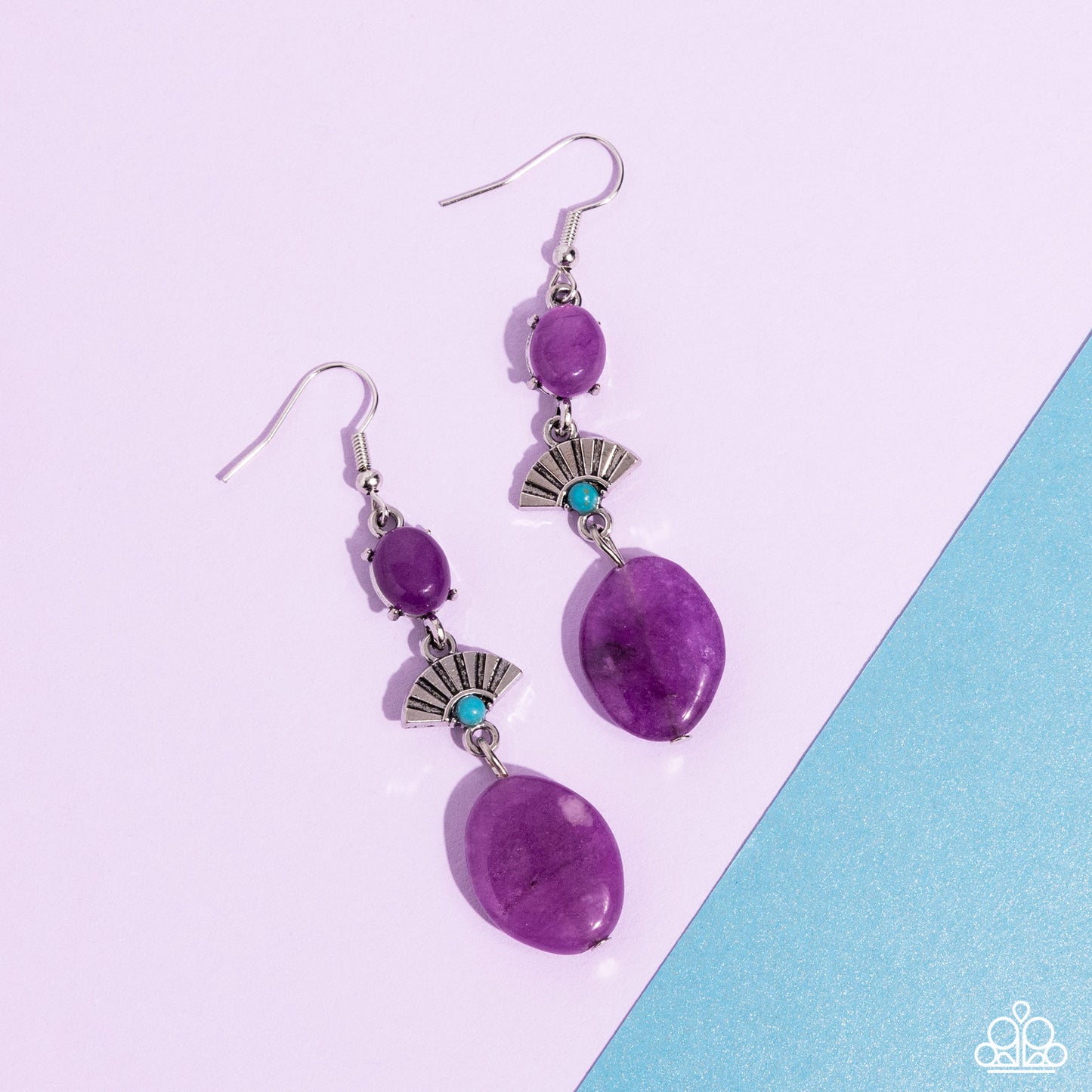 Creative Cascade - Purple Stones/Silver Fan Paparazzi Earrings