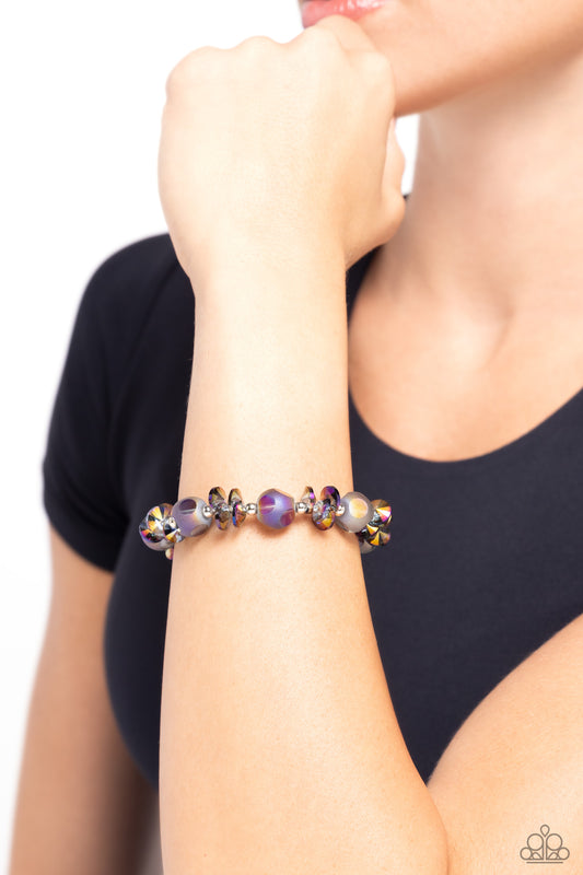 Lets Start at the FAIRY Beginning - Multicolor Beads, Silver Studs, Spherical Discs Paparazzi Stretch Bracelet