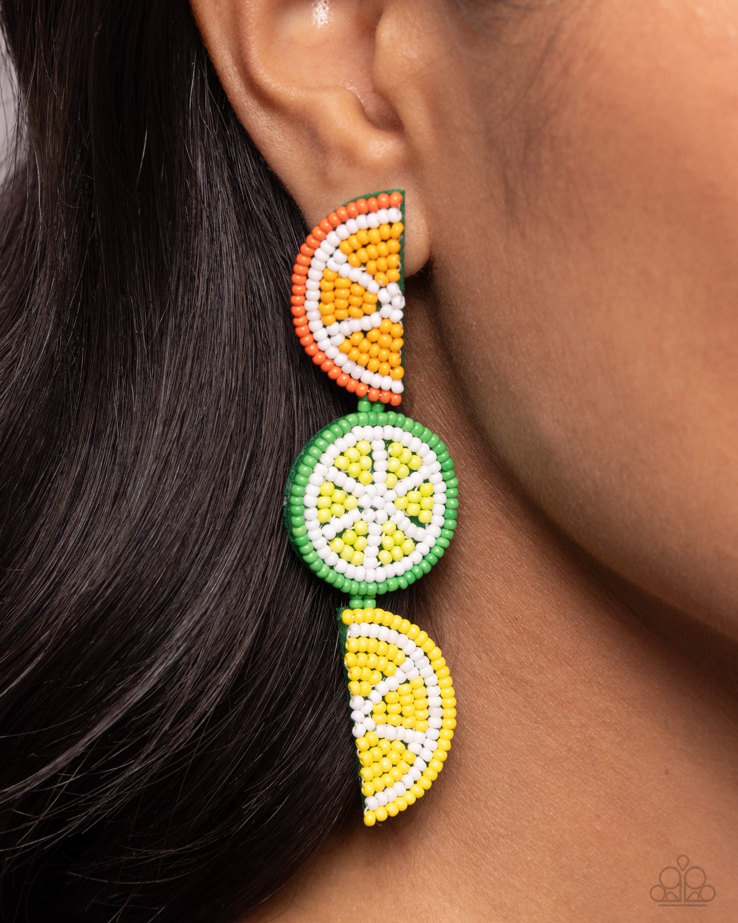 Fresh Fruit - Multi Colored Seed Bead Fruit Paparazzi Earrings