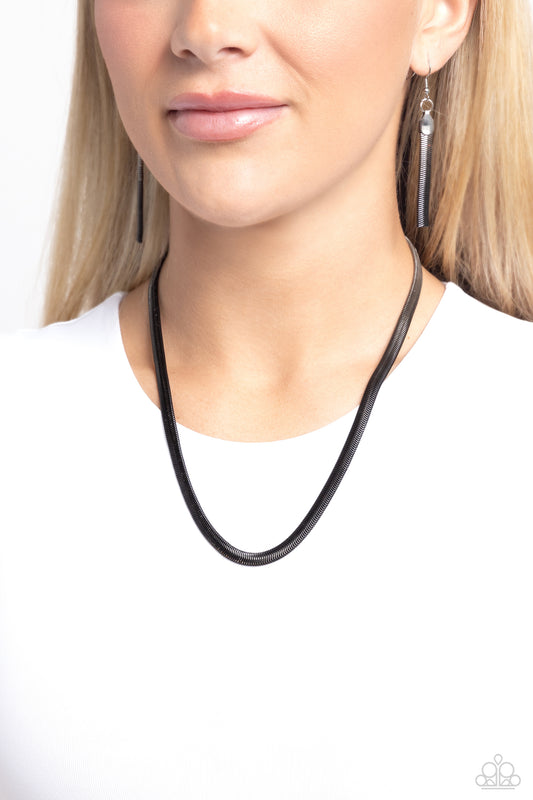 Spray Paint Sass - Black Spray Paint Effect Paparazzi Snake Chain Necklace & matching earrings