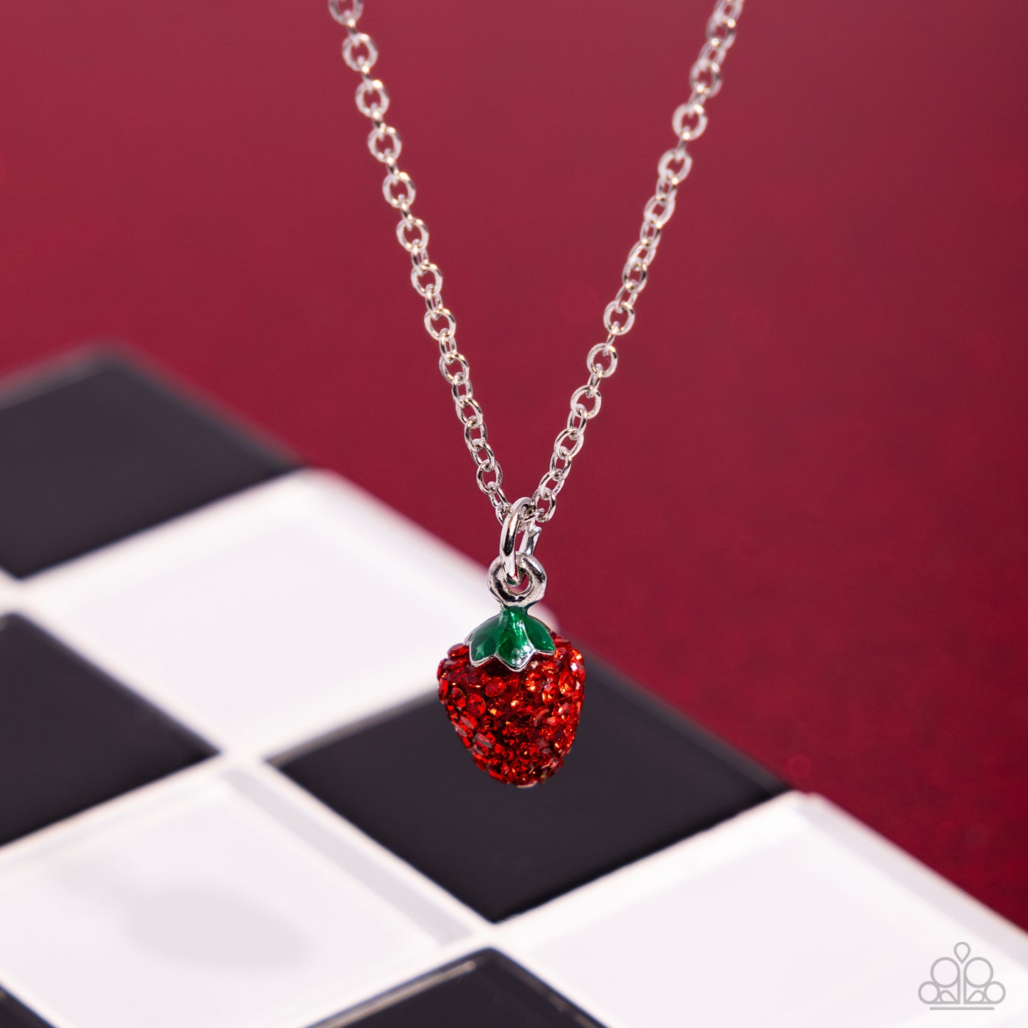 Strawberry Style - Red Dainty Beaded Strawberry Pendant Paparazzi Necklace & matching earrings