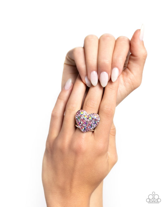 Extra Embellishment - Purple Rhinestones/UV Rhinestones Embellished Heart Paparazzi Ring