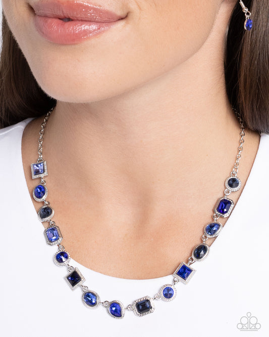 Gallery Glam - Blue Shaped Gems Paparazzi Necklace & matching earrings