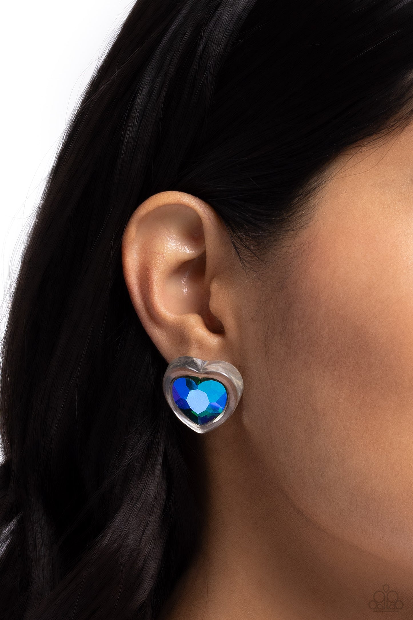 Heart-Pounding Haute - Green UV Heart Gem Paparazzi Earrings