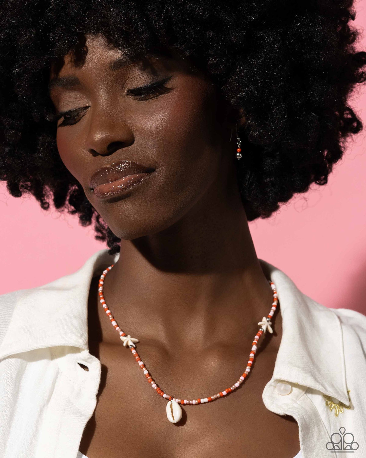 Beachside Beauty - Orange, Coral, Pink Seed Beads/Ocean Inspired Beads Paparazzi Necklace & matching earrings