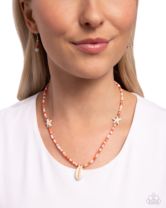 Beachside Beauty - Orange, Coral, Pink Seed Beads/Ocean Inspired Beads Paparazzi Necklace & matching earrings
