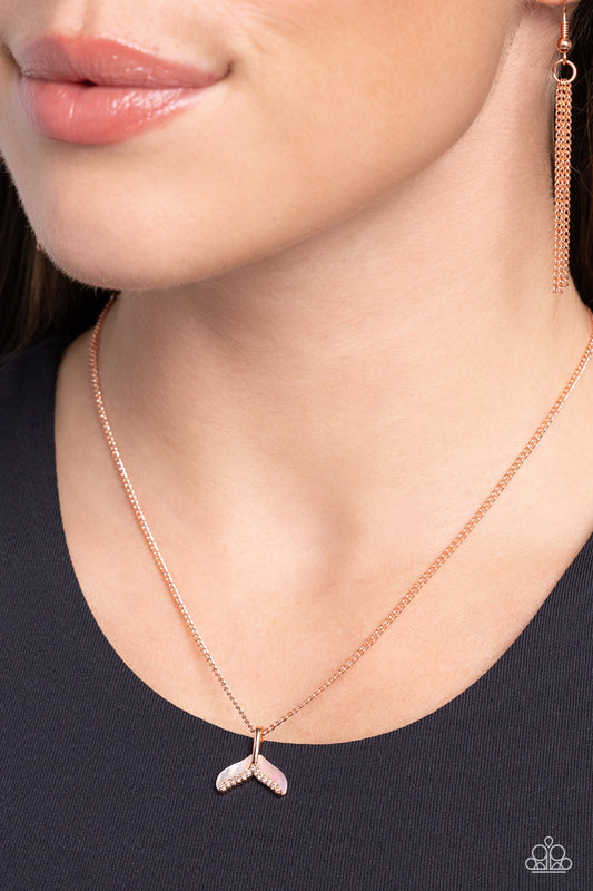 Mermaid Masterpiece - Copper Mermaid Tail Pendant Paparazzi Necklace & matching earrings