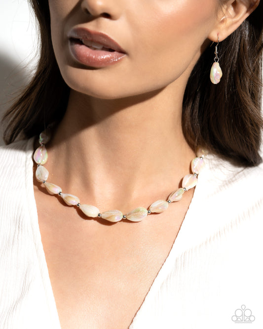 SHELL-bound Sentiment - Brown Tinted Conch Shell Paparazzi Necklace & matching earrings