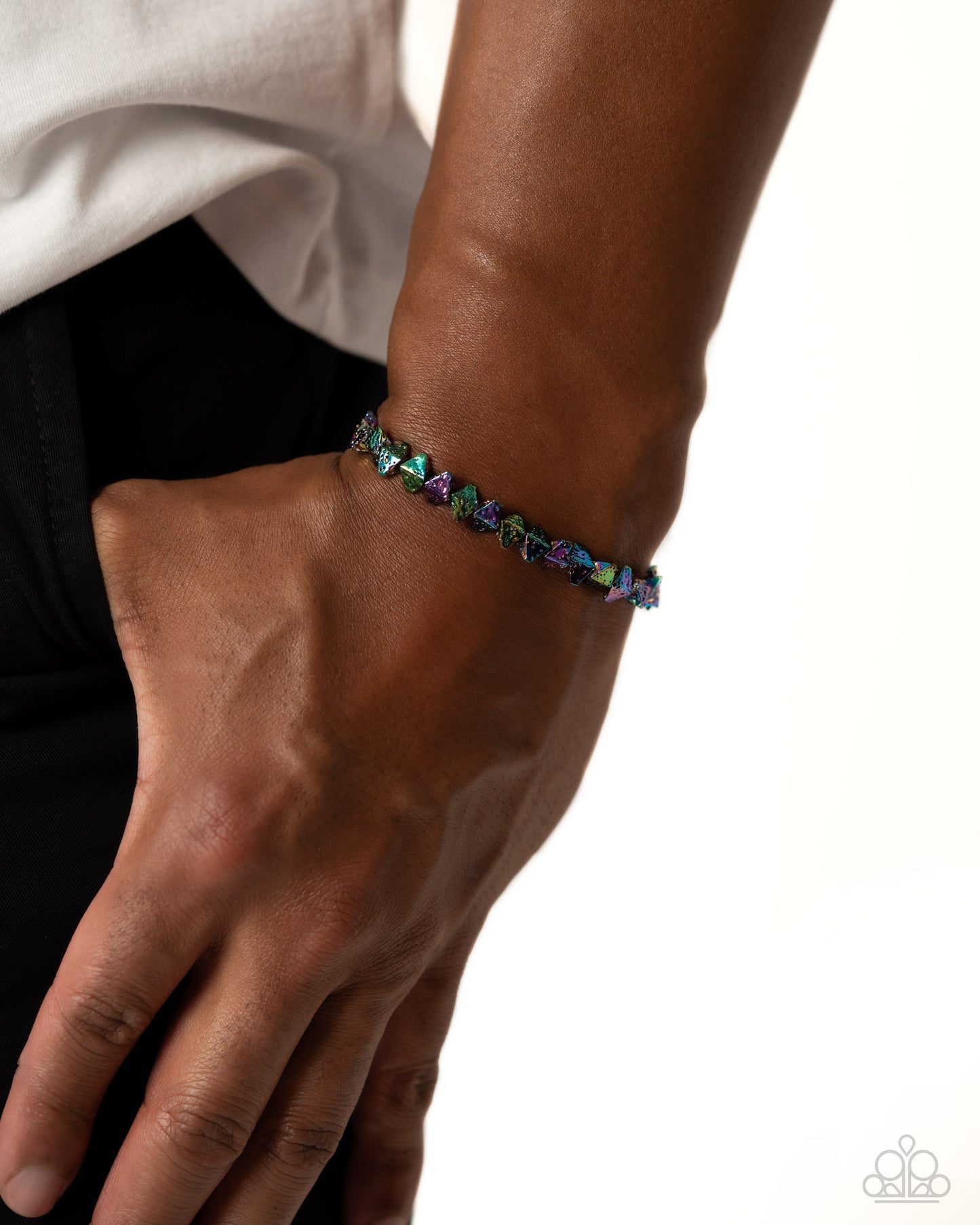 Urban Undercut - Multi Oil Spill Lava Rock Paparazzi Stretch Bracelet