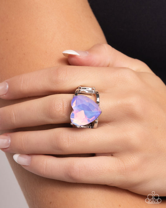 Youthful Yearbook - Purple Opalescent Heart Paparazzi Ring