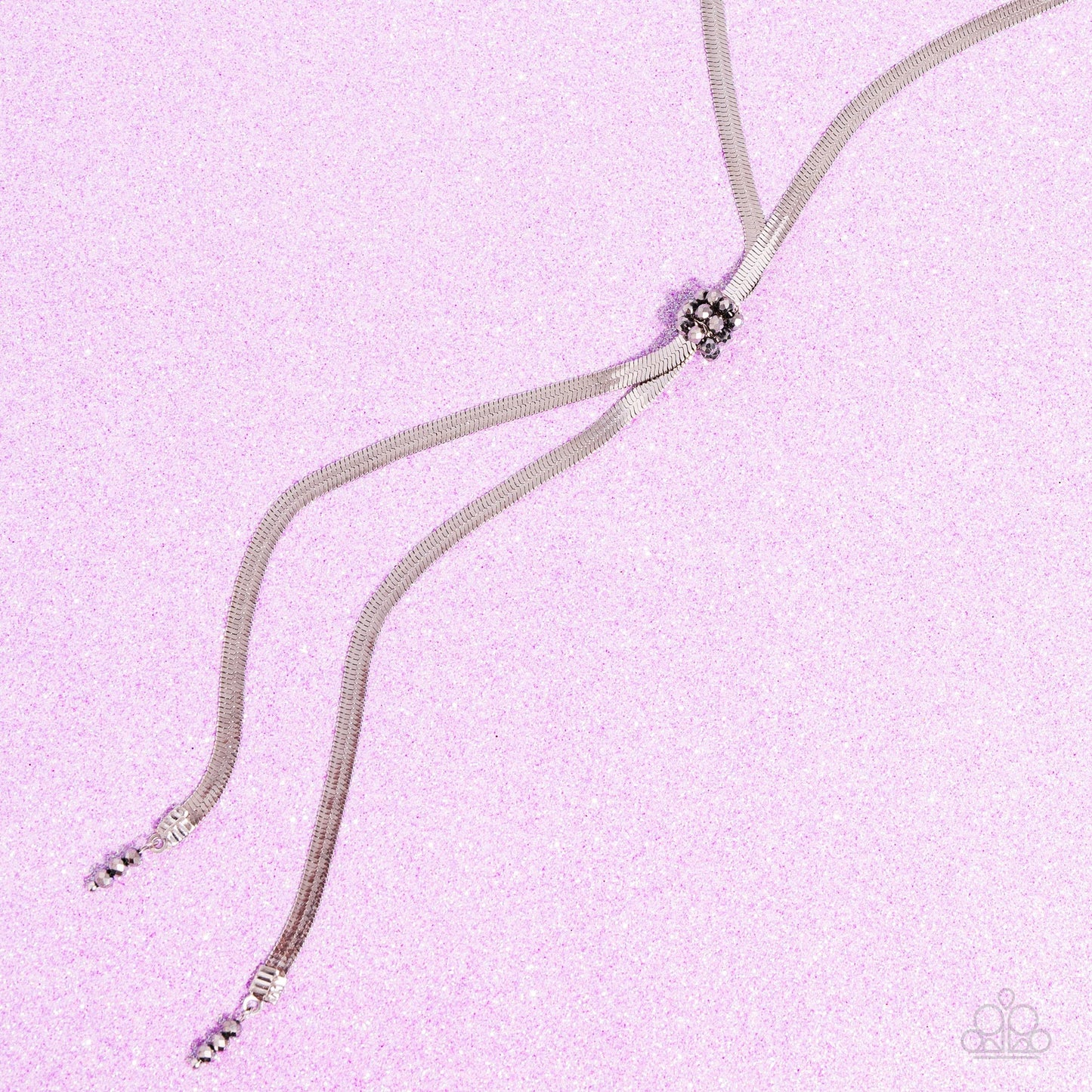 Corporate Cascade - Silver Herringbone Chain/Hematite Beads Paparazzi Necklace & matching earrings