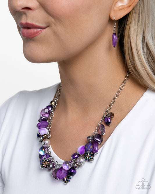 Offbeat Ofrenda - Purple Multicolored Beaded Paparazzi Necklace & matching earrings