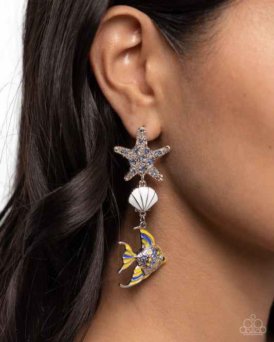 Under the Reef - Multicolored Starfish, Seashell, & Fish Paparazzi Post Earrings