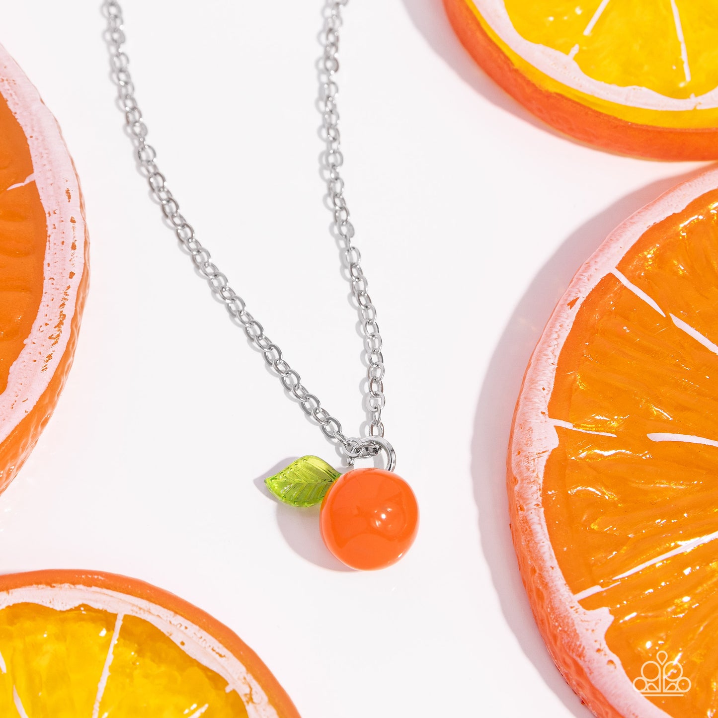 Orange Opulence - Orange/Green Leaf Pendant Paparazzi Necklace & matching earrings