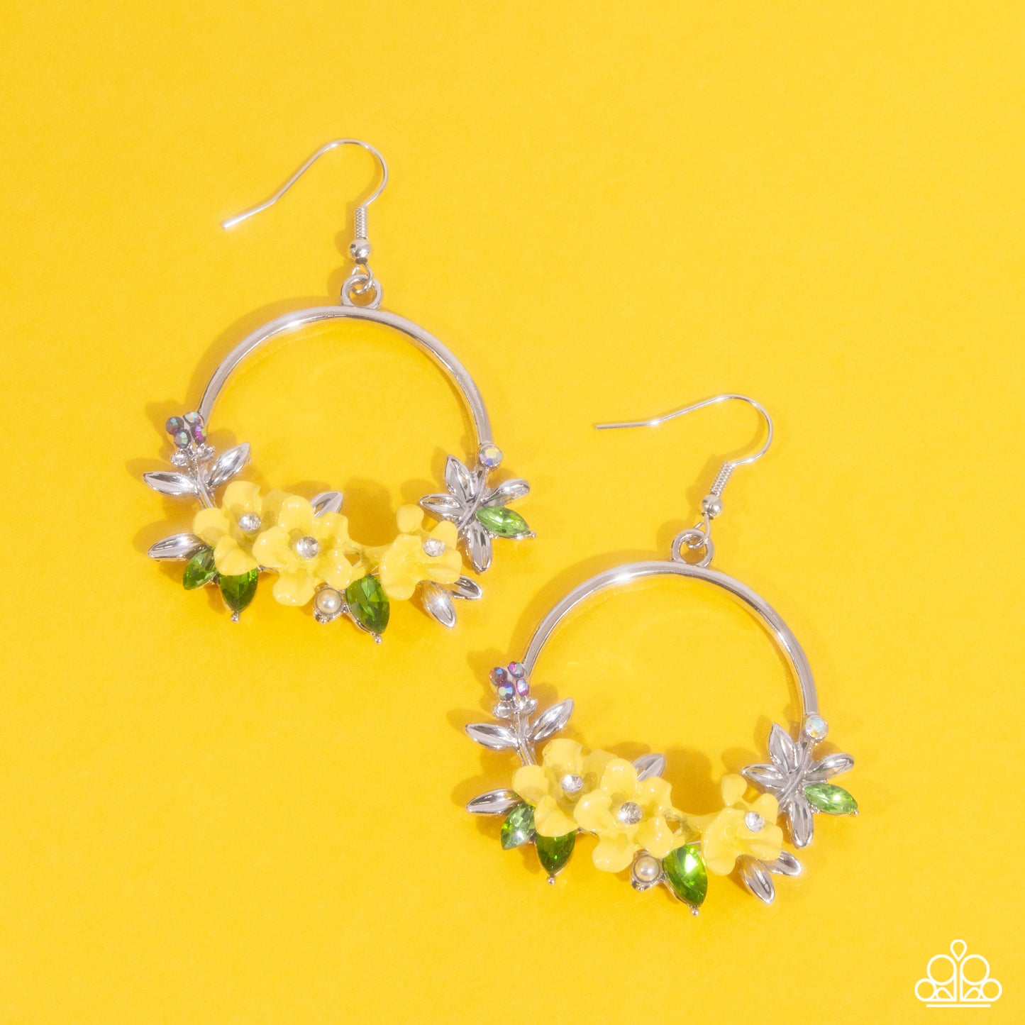 Fairy Freestyle - Yellow Flowers/White Rhinestone Centers Paparazzi Earrings