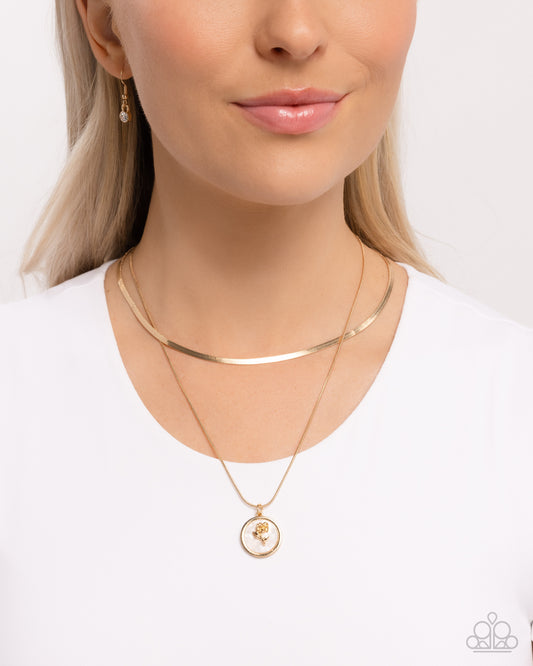 Garden Gallery - Gold Chain/Rose Pendant Paparazzi Necklace & matching earrings