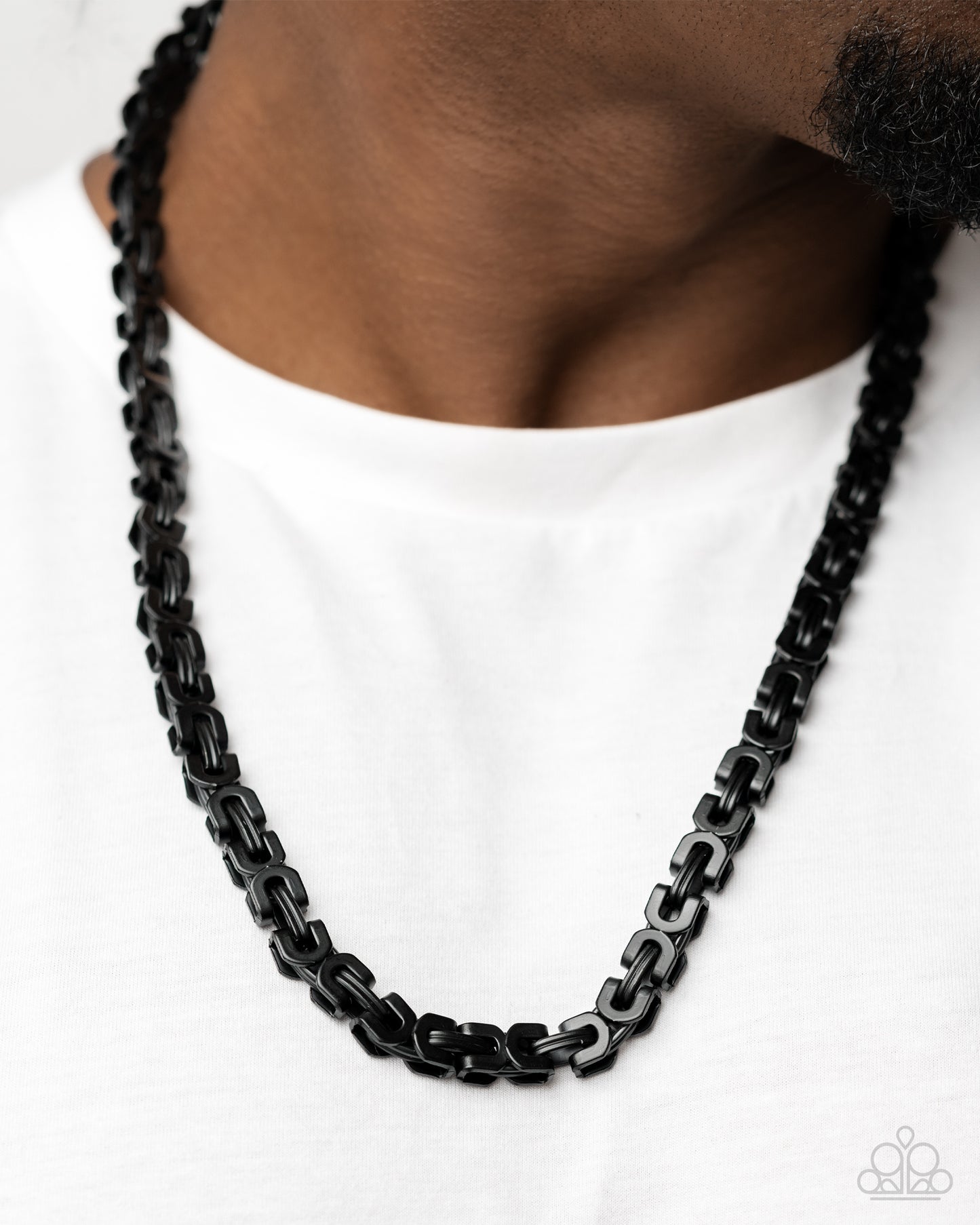 Welded Work - Black Matte Welded Links Paparazzi Men's Necklace