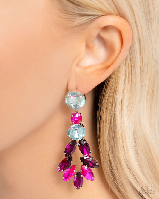 Cascading Cache - Multicolored Gems Paparazzi Earrings