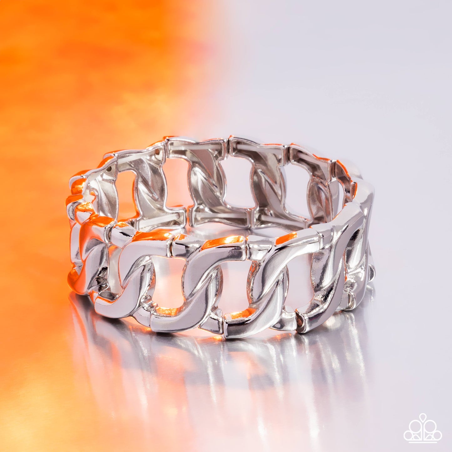 Forged in Fame - Silver Curb Chain Paparazzi Stretch Bracelet