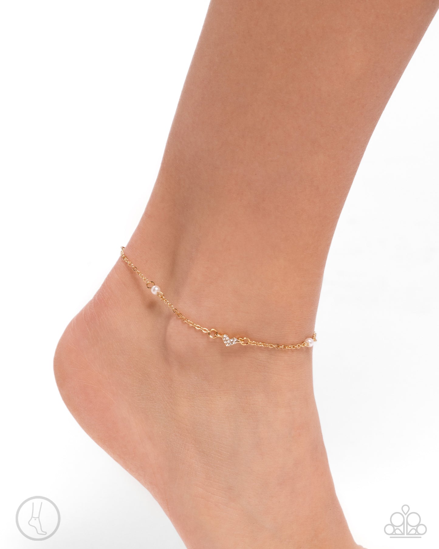 Ladylike Loop - Gold Dainty Chain & White Pearl Paparazzi Anklet