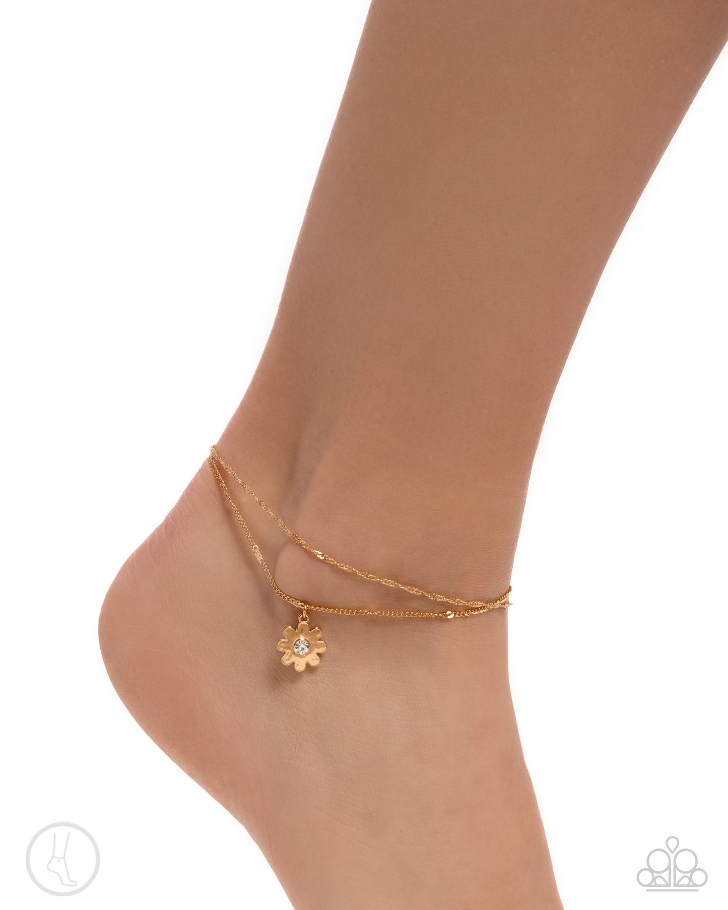 Blossoming Breeze - Gold Flower Charm & Gold Chain Paparazzi Anklet