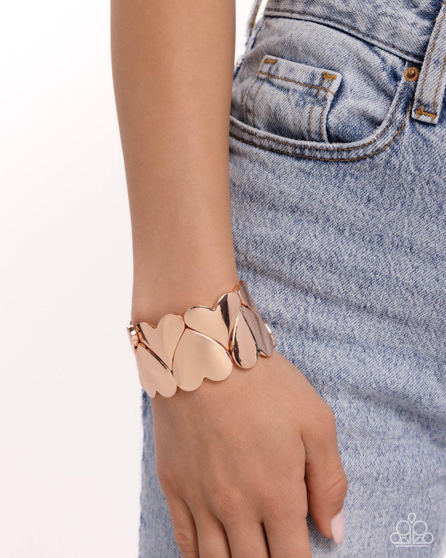 Sweetheart Setting - Rose Gold Elongated Hearts Paparazzi Stretch Bracelet