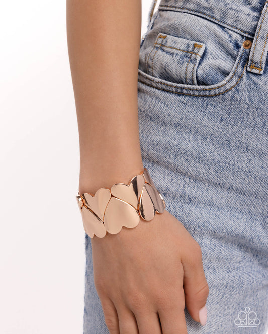 Sweetheart Setting - Rose Gold Elongated Hearts Paparazzi Stretch Bracelet