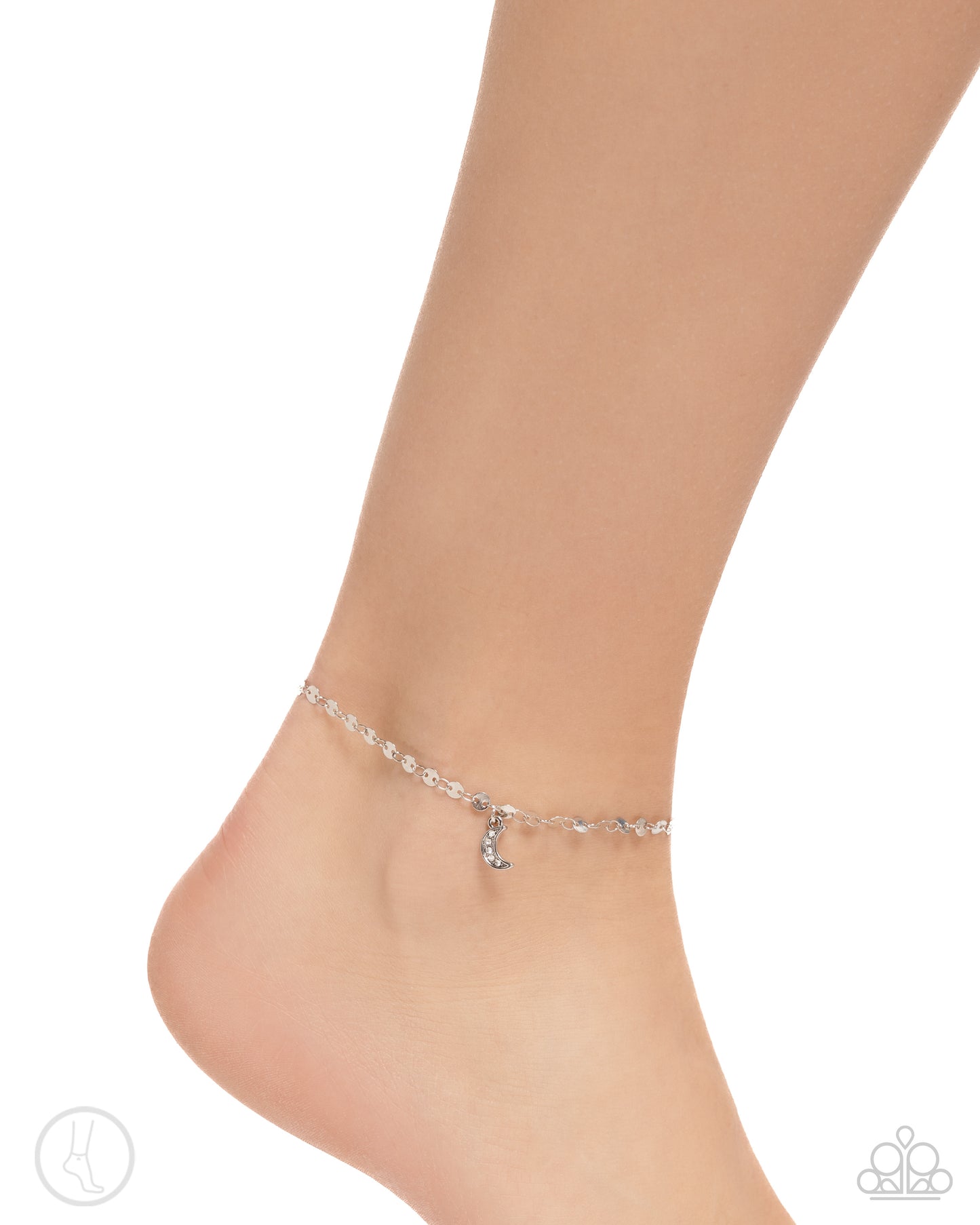 Crescent Chic - Silver Crescent Moon & Silver Soda Tab Chain Paparazzi Anklet