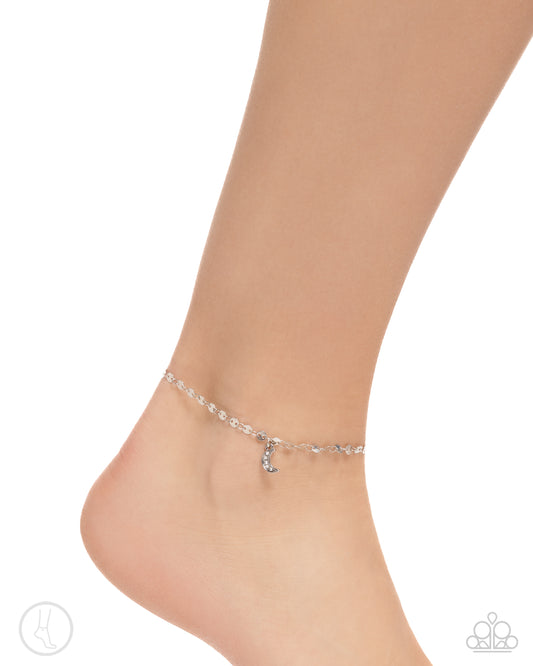 Crescent Chic - Silver Crescent Moon & Silver Soda Tab Chain Paparazzi Anklet