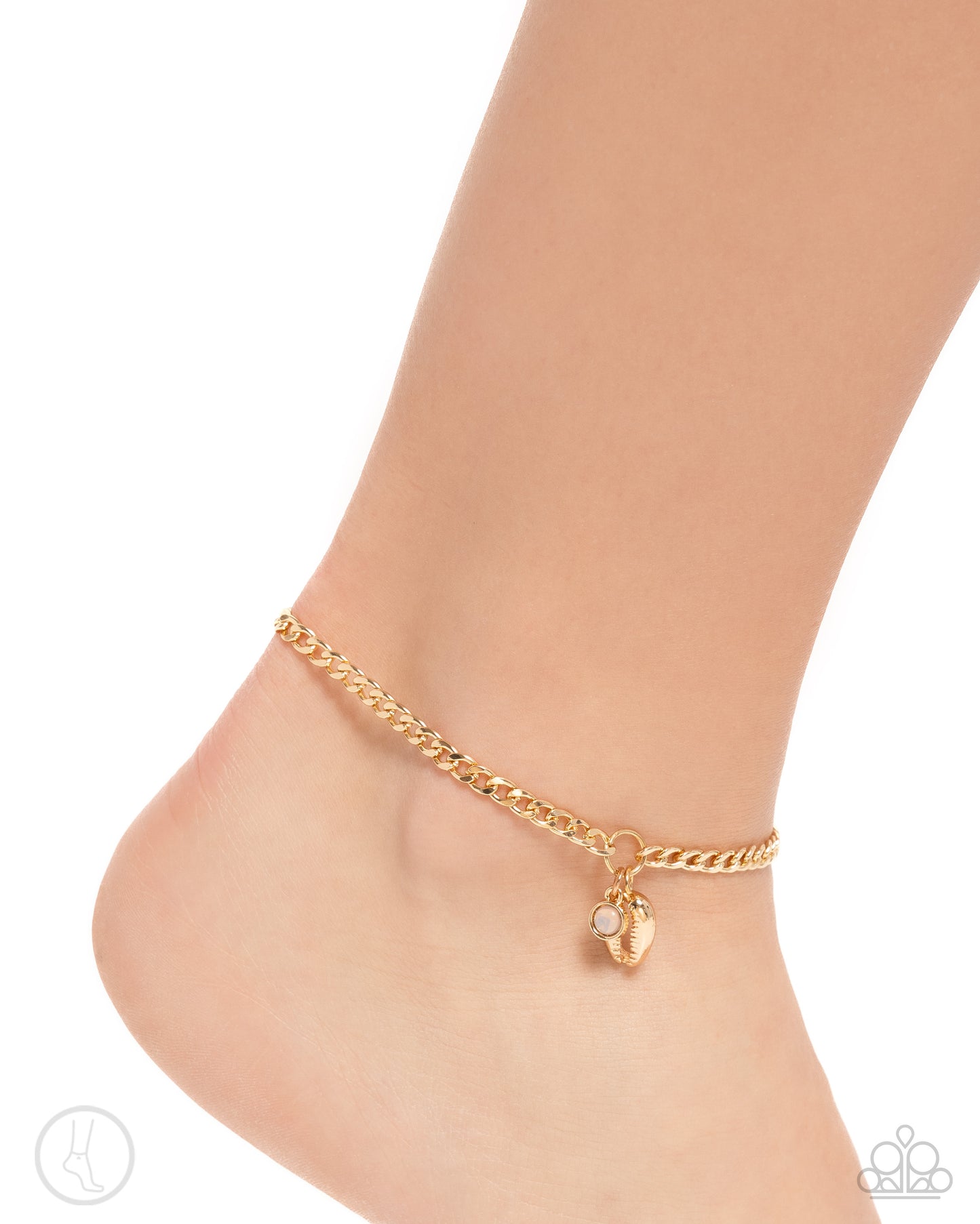 Conch Comeback - Pink Bead & Gold Conch Shell Paparazzi Anklet