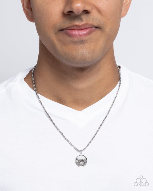 Wave Warrior - Silver Crashing Waves Pendant Paparazzi Men's Necklace