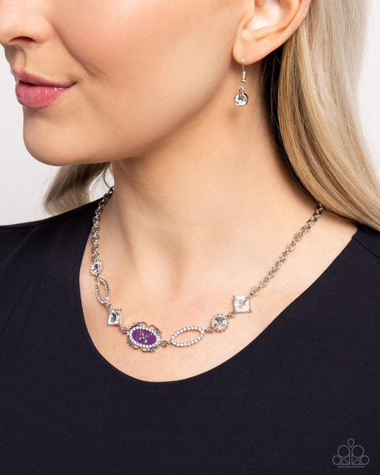 Aerial Approval - Purple Frame/Silver Butterfly Paparazzi Necklace & matching earrings