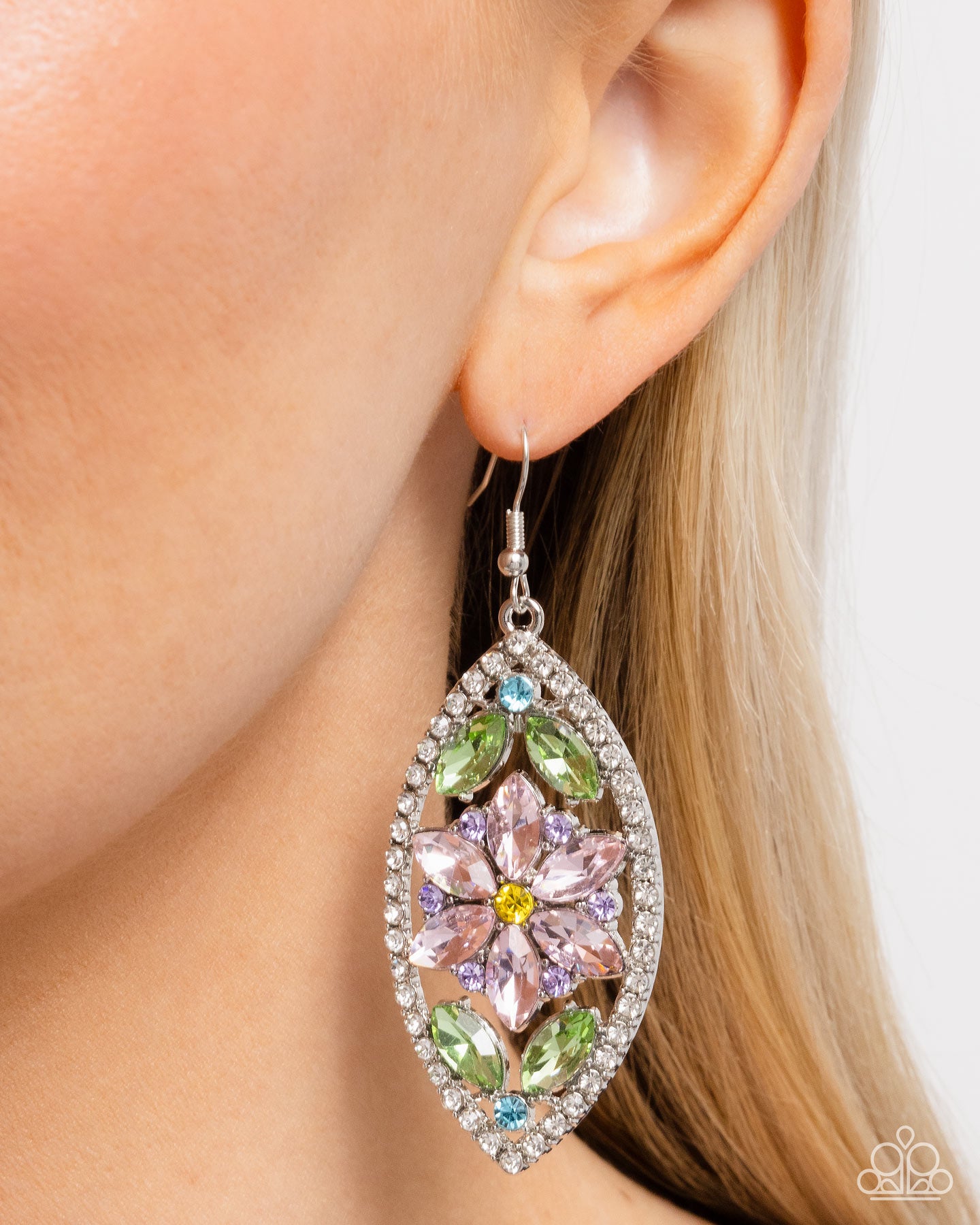 Gallant Garden - Multicolored Flower Rhinestone Paparazzi Earrings