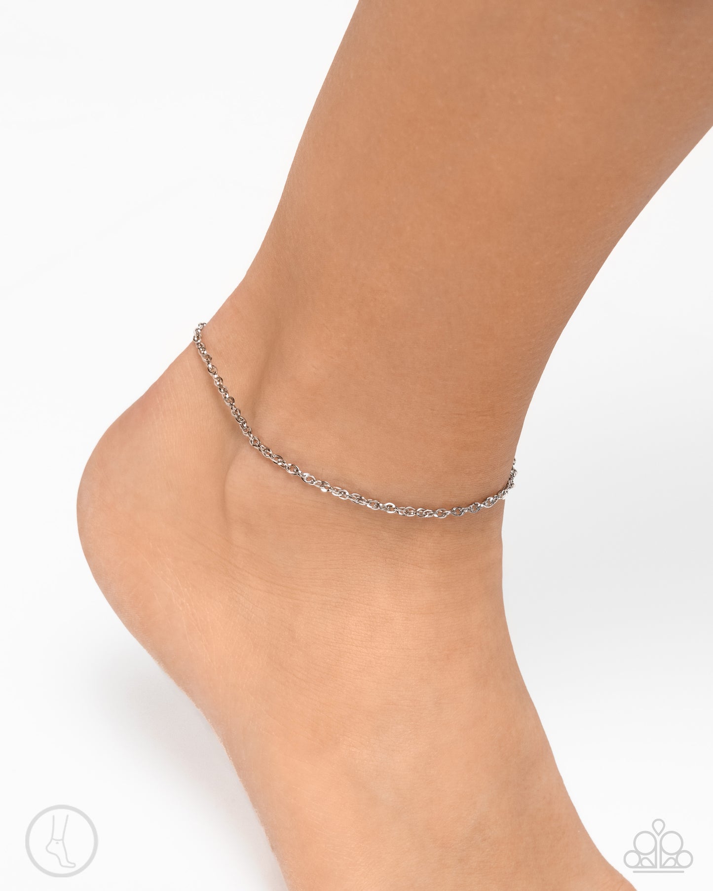 Aligned Age - Silver Dainty Abstract Chain Paparazzi Anklet