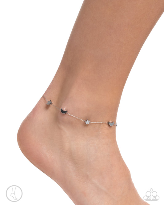 Cosmic Craze - Silver Moons & Stars Paparazzi Anklet