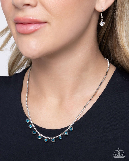 Conveying Charm - Blue Cubic Zirconia/White Rhinestone Paparazzi Necklace & matching earrings