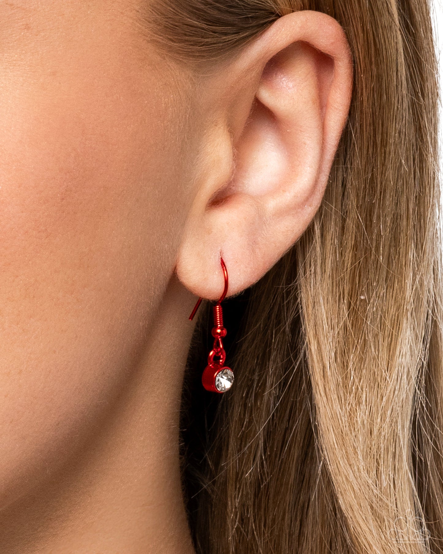 Ready Radiance - Red Metallic/White Rhinestone Bow Pendant Paparazzi Necklace & matching earrings